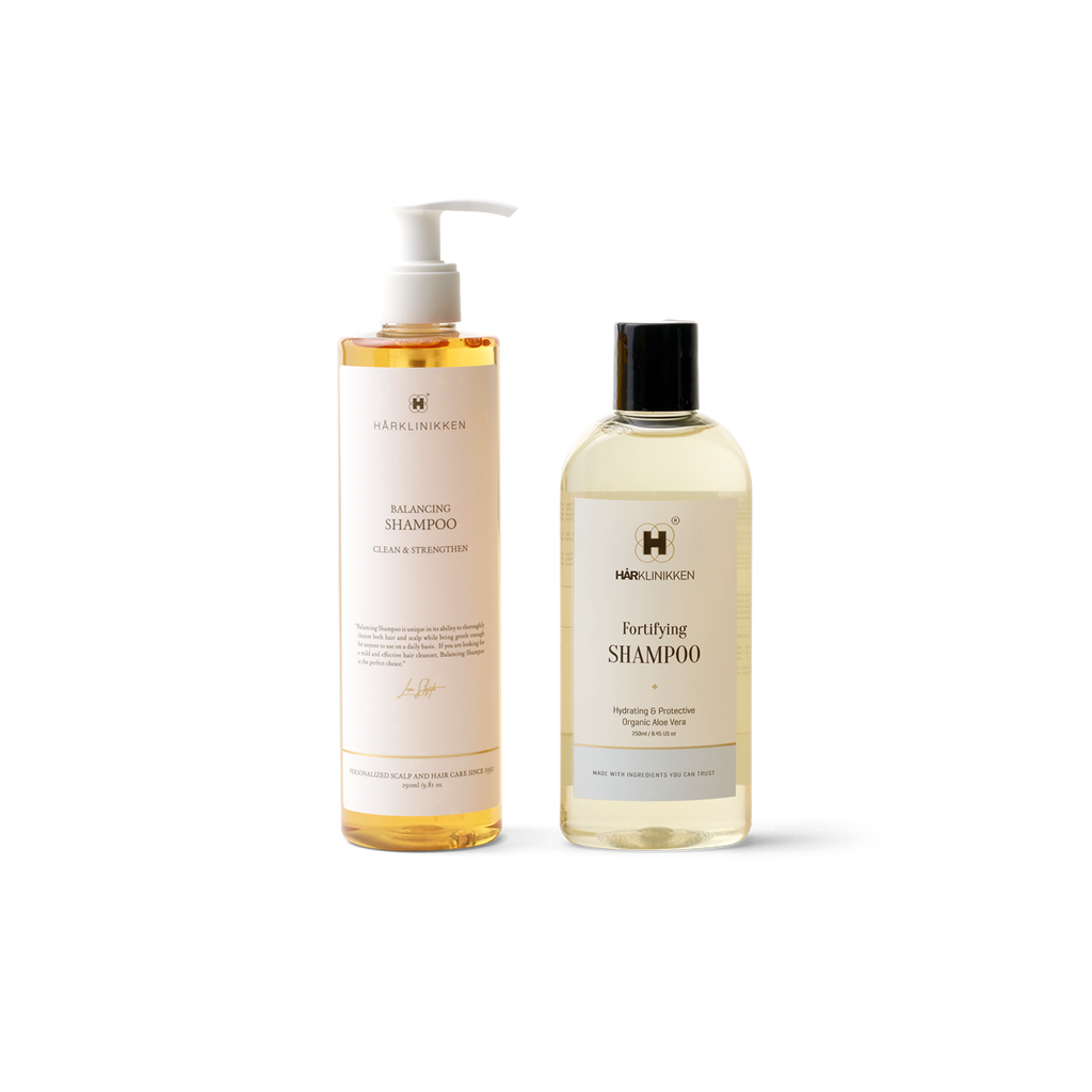 Harklinikken Cult Cleansing Set Pack Shot with Balancing Shampoo and Fortifying Shampoo Add On
